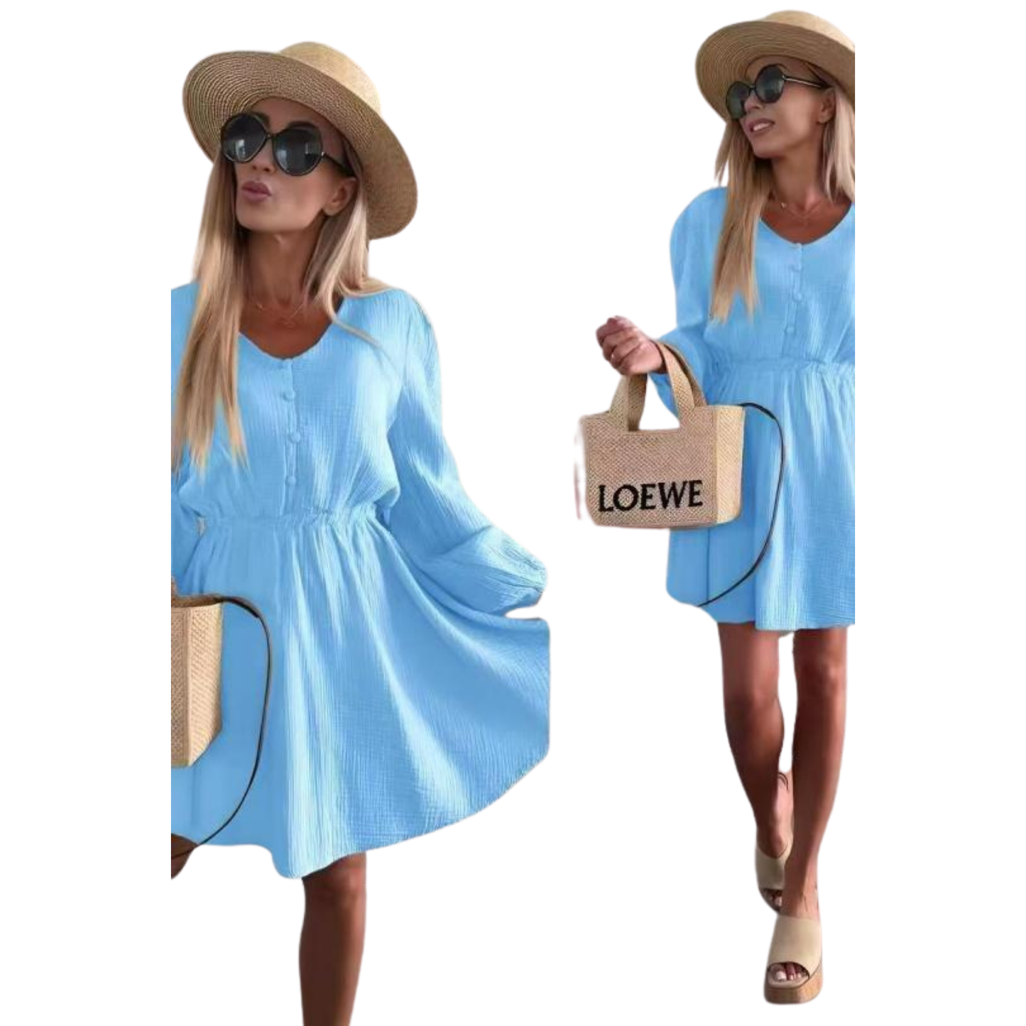 Robe courte à manches longues