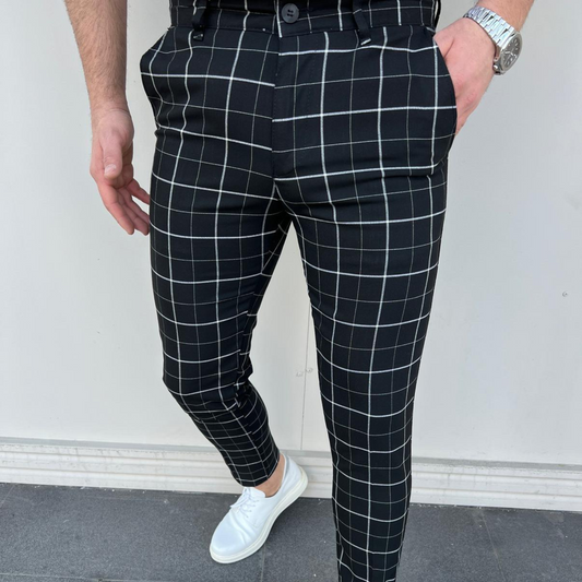 Chino noir à rayures blanches