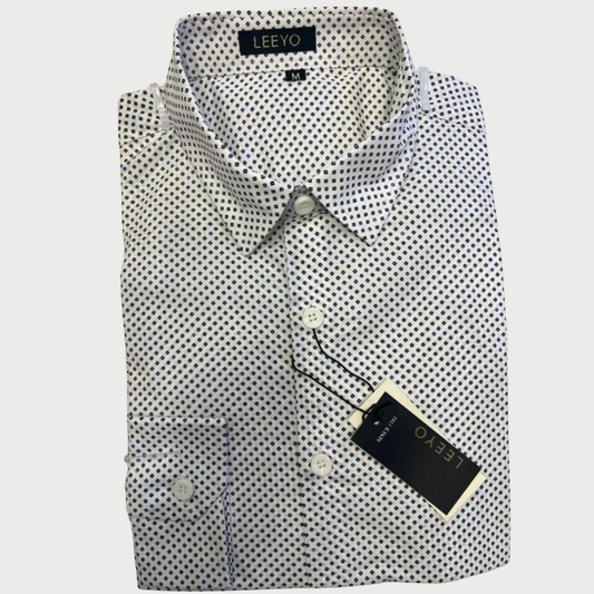 chemise blanche à pois noirs